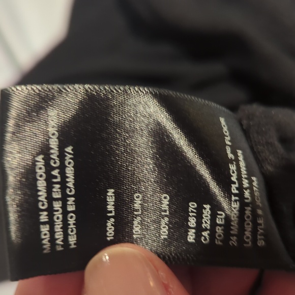 💯 Linen Black Lace Women's Short Sleeve Top - Picture 7 of 7